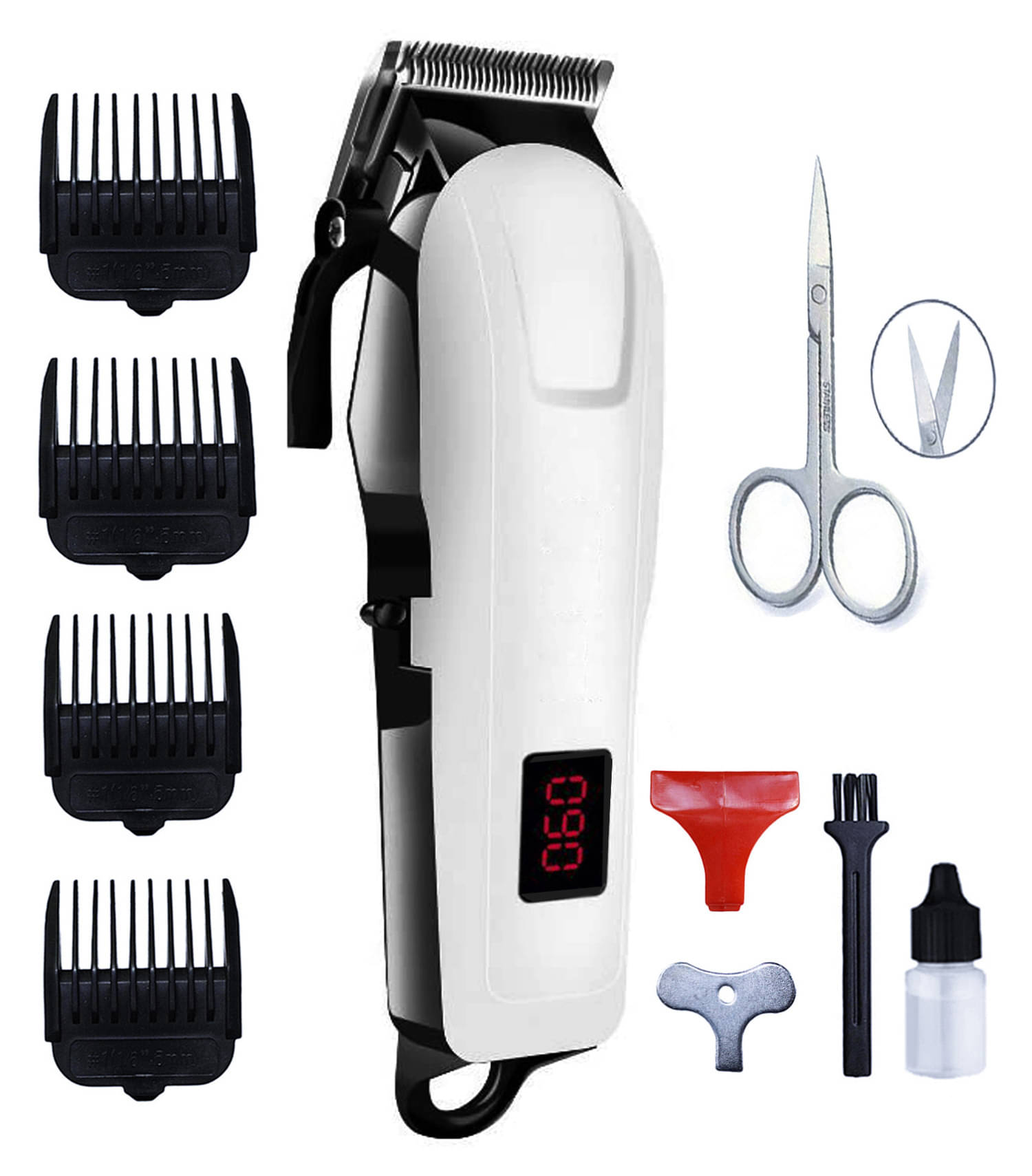     			Geemy LED DISPLAY White Cordless Beard Trimmer With 60 minutes Runtime