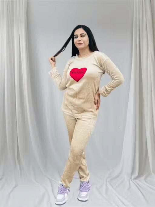     			Generic Singh and Soni Group Woollen Printed Women T-shirt with Pyjama ( Beige )