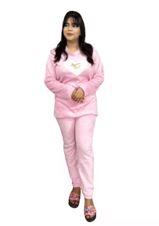     			Generic Singh and Soni Group Woollen Printed Women T-shirt with Pyjama ( Pink )