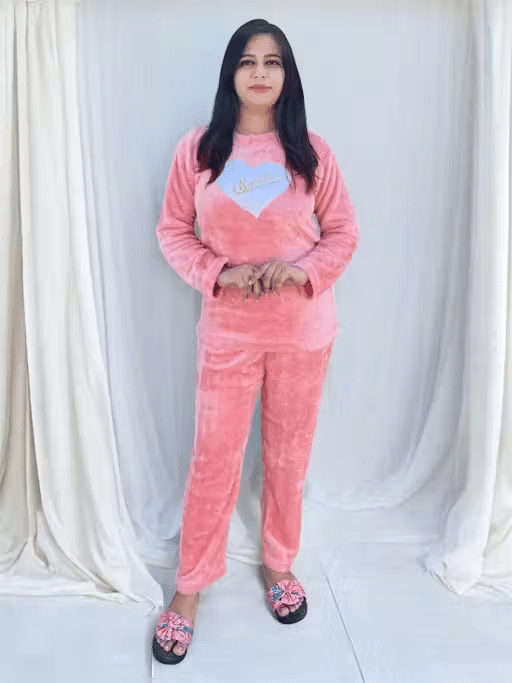     			Generic Singh and Soni Group Woollen Printed Women T-shirt with Pyjama ( Peach )