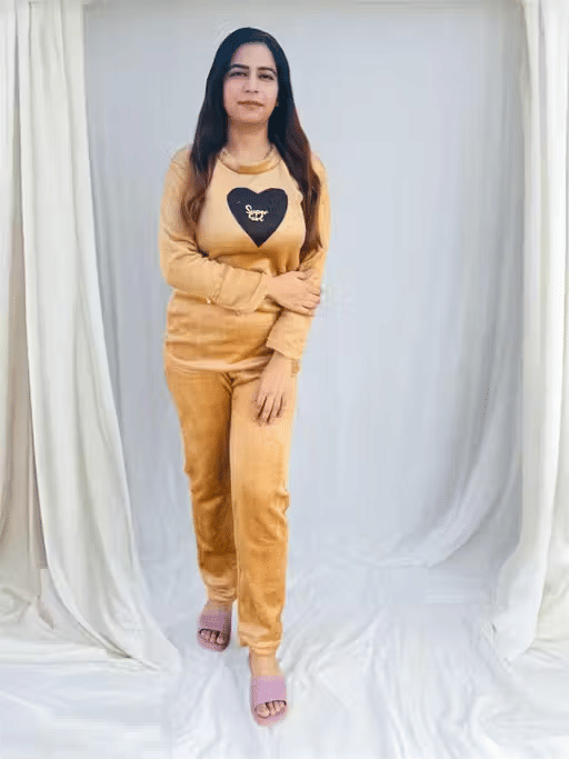     			Generic Singh and Soni Group Woollen Printed Women T-shirt with Pyjama ( Beige )