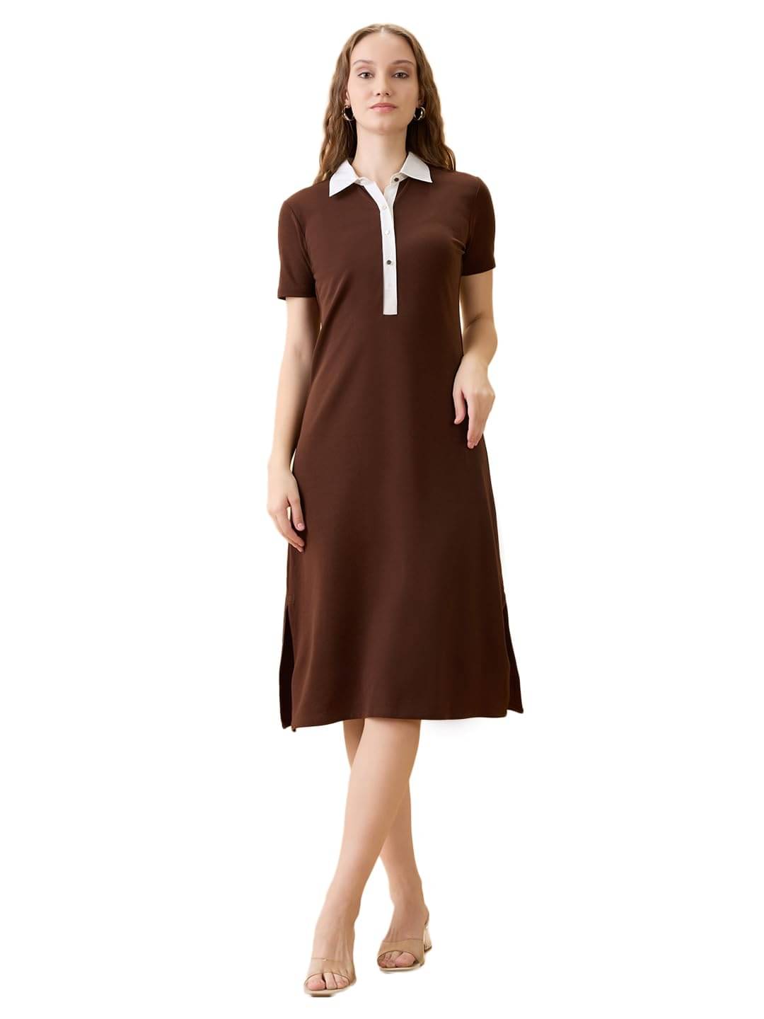     			Globus Women Polyester Blend Shirt Dress ( Brown )