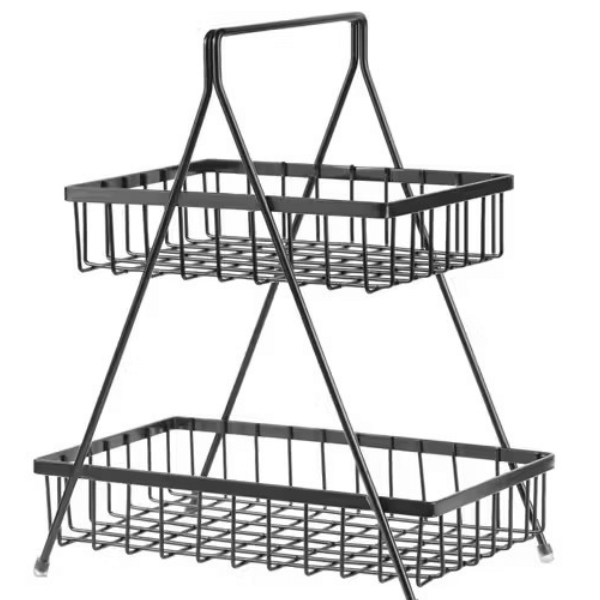 High Grade Carbon Steel 2-Tier Fruit & Vegetable Basket | Countertop Tiered Shelf For Dining Table | Snacks Storage Stand (Black) High Grade Carbon Steel 2-Tier Fruit & Vegetable Basket | Countertop Tiered Shelf For Dining Table | Snacks Storage Stand (Black)