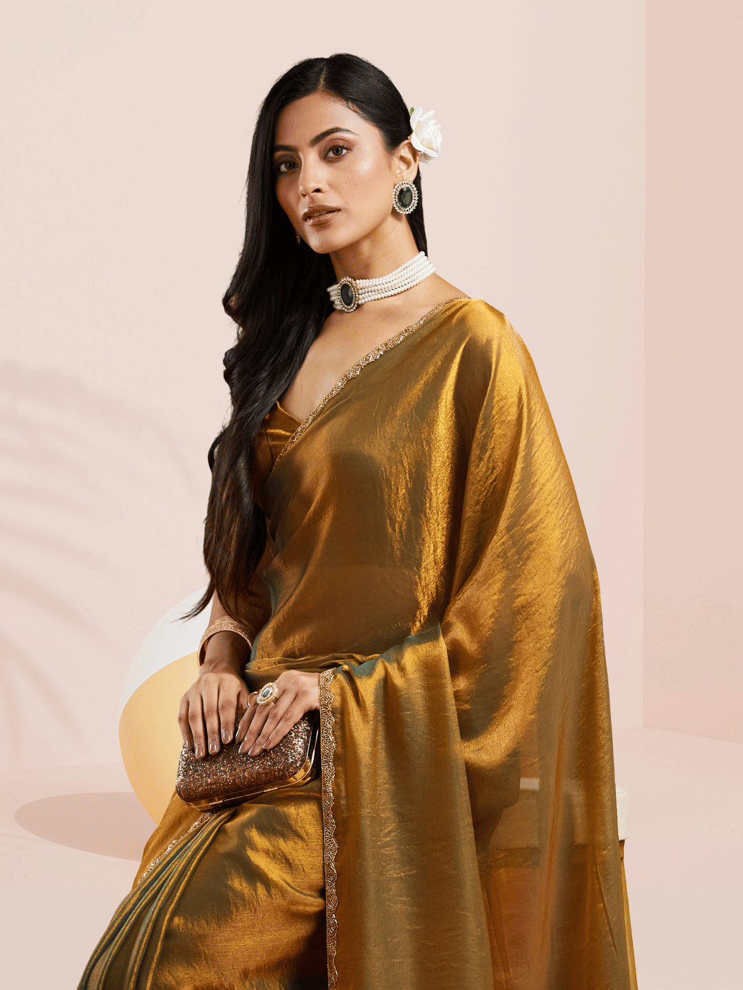     			Indy Bliss Chanderi Solid Chanderi saree With Unstitched Blouse Piece ( Gold )