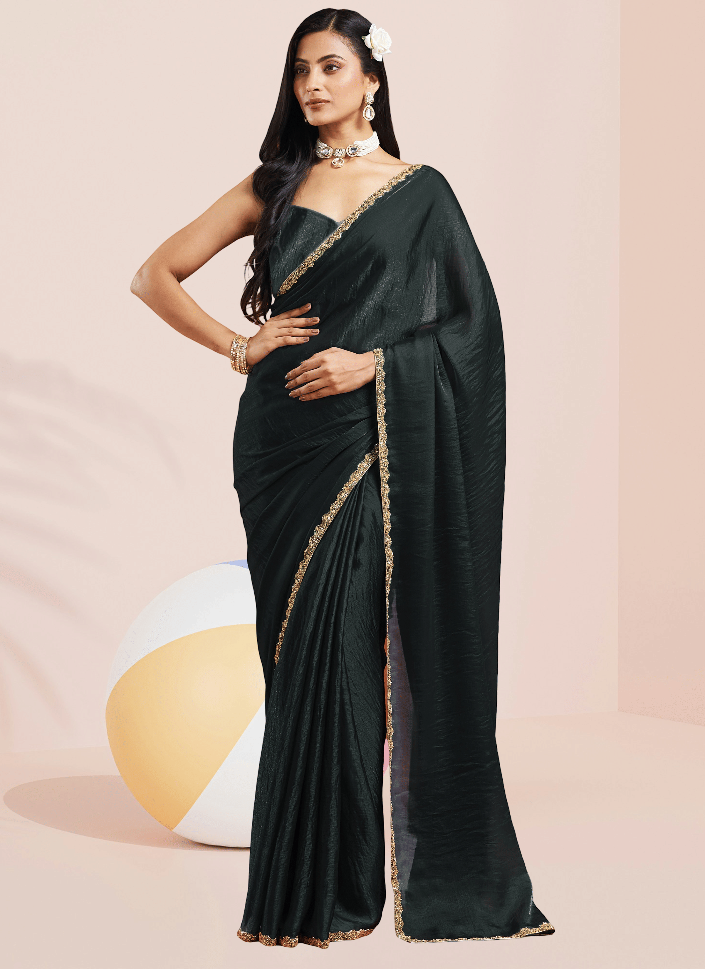 Indy Bliss Chanderi Solid Chanderi saree With Unstitched Blouse Piece ( Black )     			Indy Bliss Chanderi Solid Chanderi saree With Unstitched Blouse Piece ( Black )