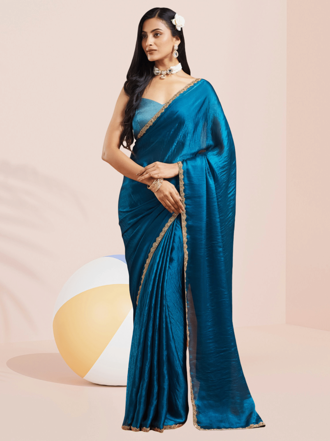     			Indy Bliss Chanderi Solid Chanderi saree With Unstitched Blouse Piece ( Rama )