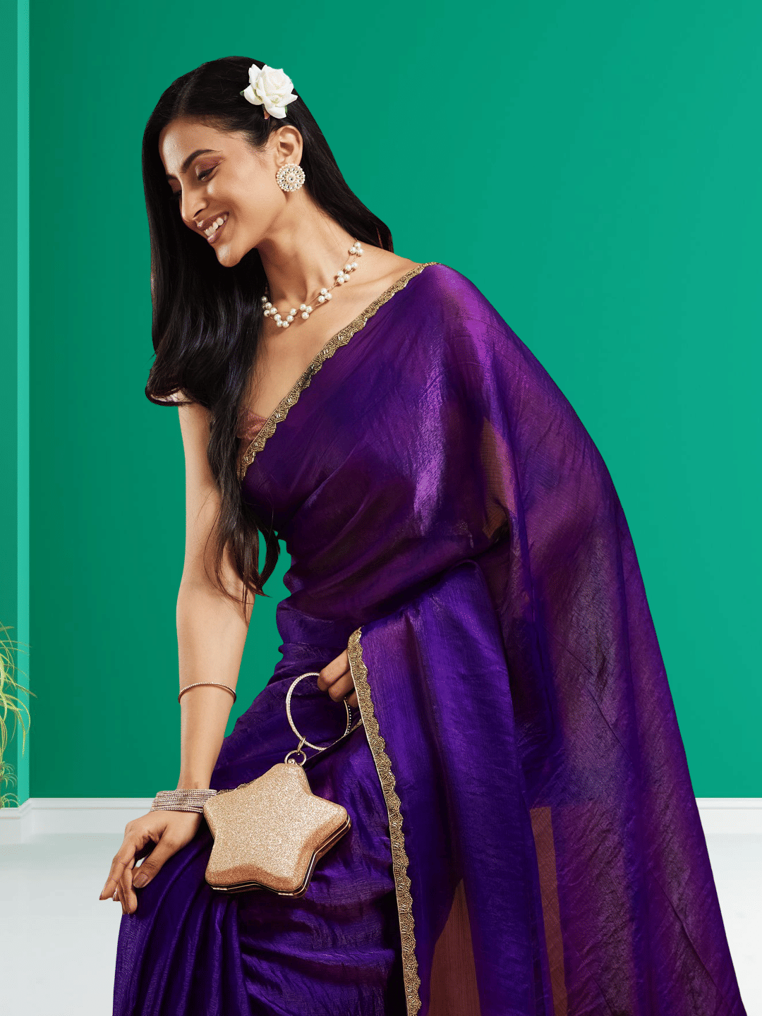     			Indy Bliss Jute Solid Chanderi saree With Unstitched Blouse Piece ( Lavender )