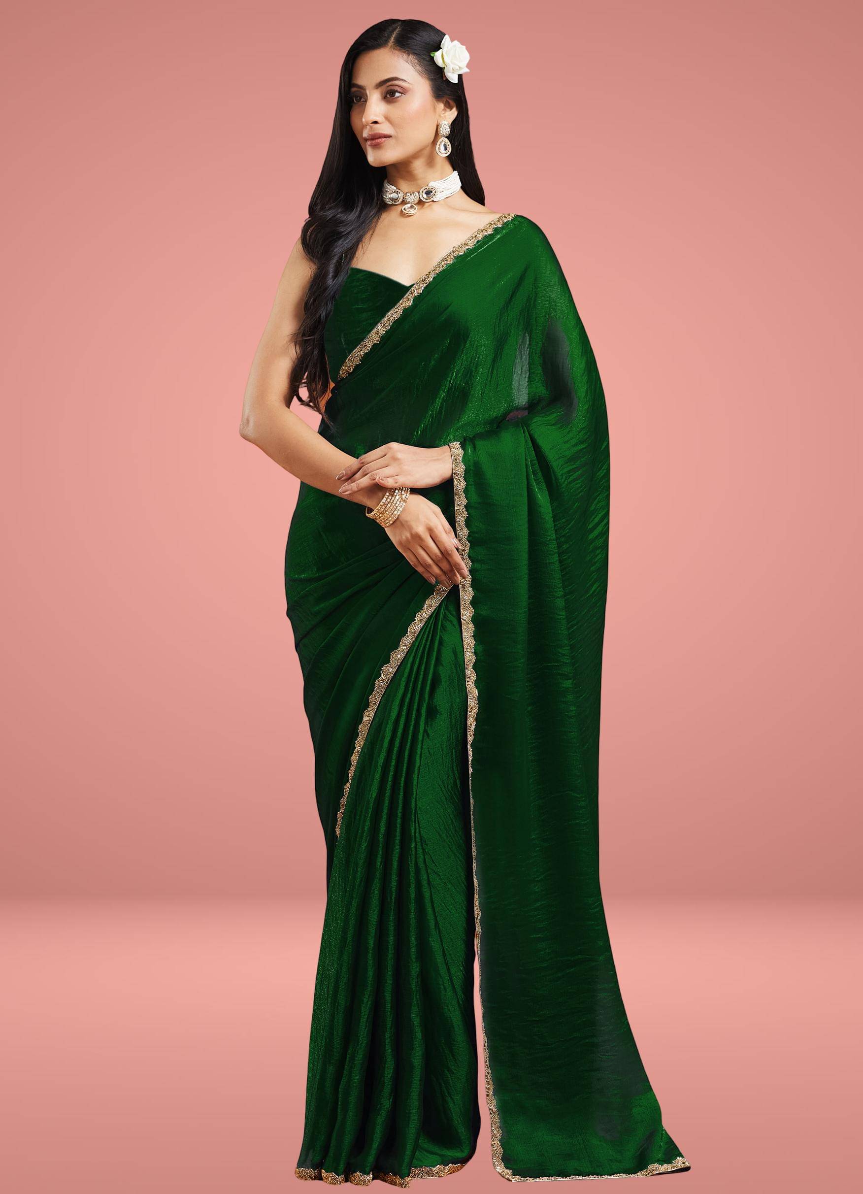     			Indy Bliss Organza Solid Chanderi saree With Unstitched Blouse Piece ( Mint Green )