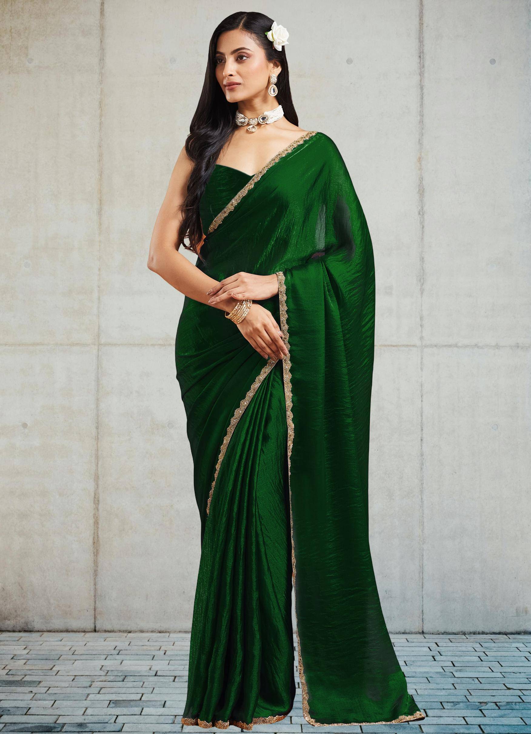     			Indy Bliss Silk Blend Solid Chanderi saree With Unstitched Blouse Piece ( Mint Green )