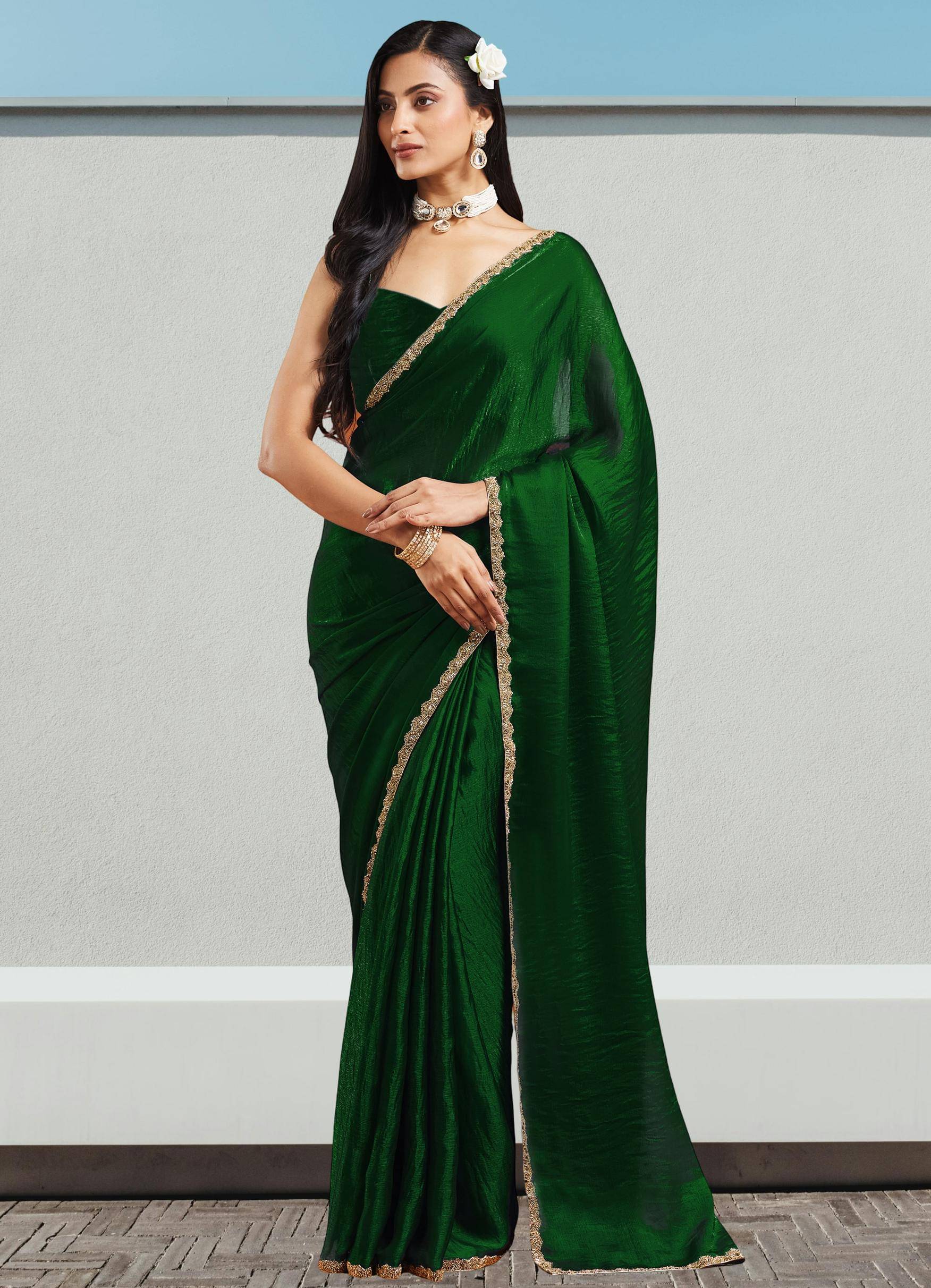     			Indy Bliss Tissue Solid Regular Saree With Unstitched Blouse Piece ( Mint Green )