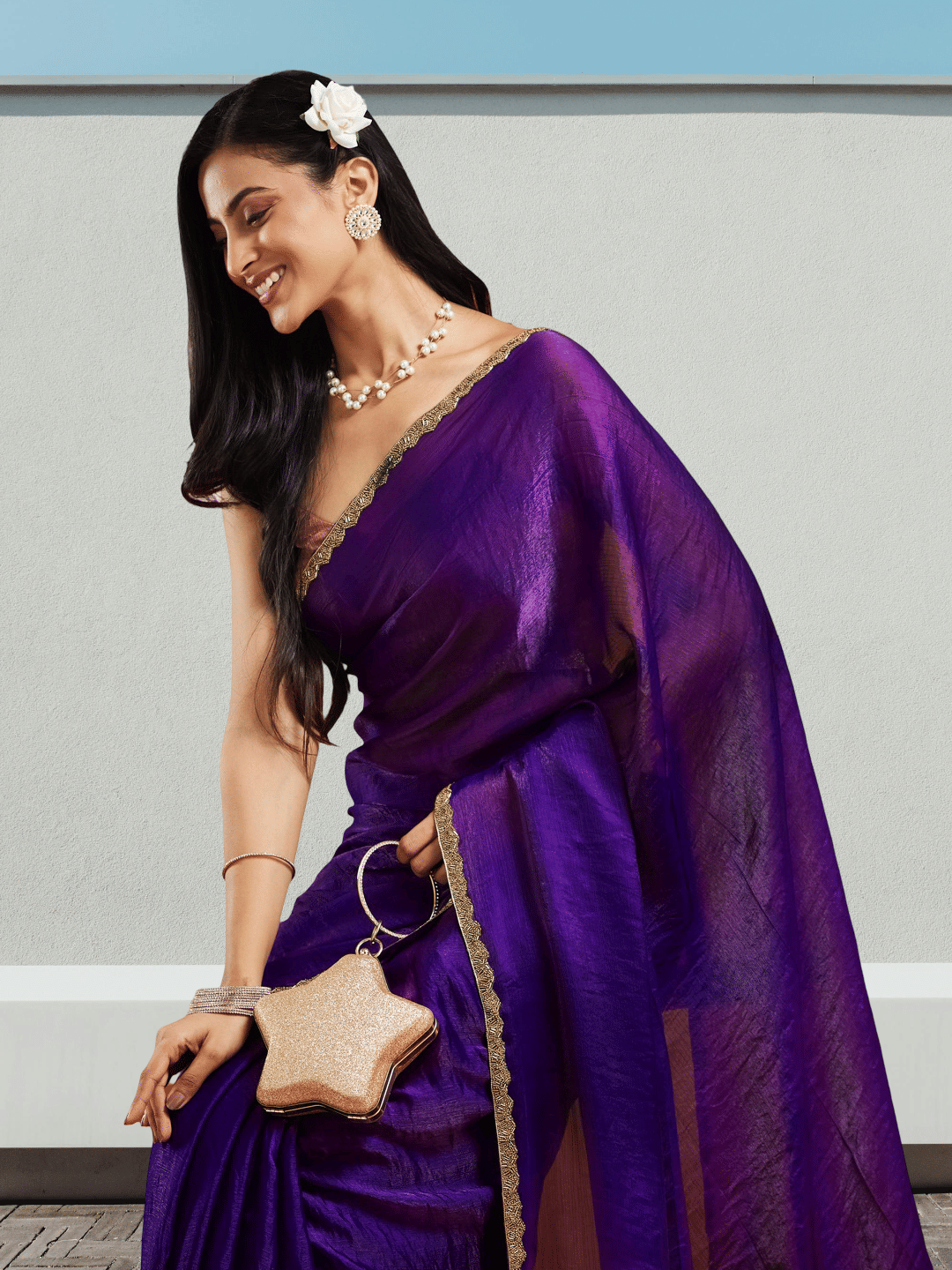 Indy Bliss Tissue Solid Regular Saree With Unstitched Blouse Piece ( Lavender )     			Indy Bliss Tissue Solid Regular Saree With Unstitched Blouse Piece ( Lavender )