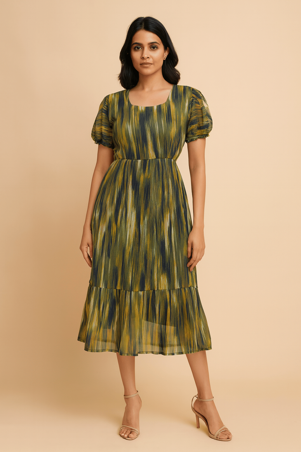     			Jivandhara Women Georgette Fit & Flare Dress ( Green )