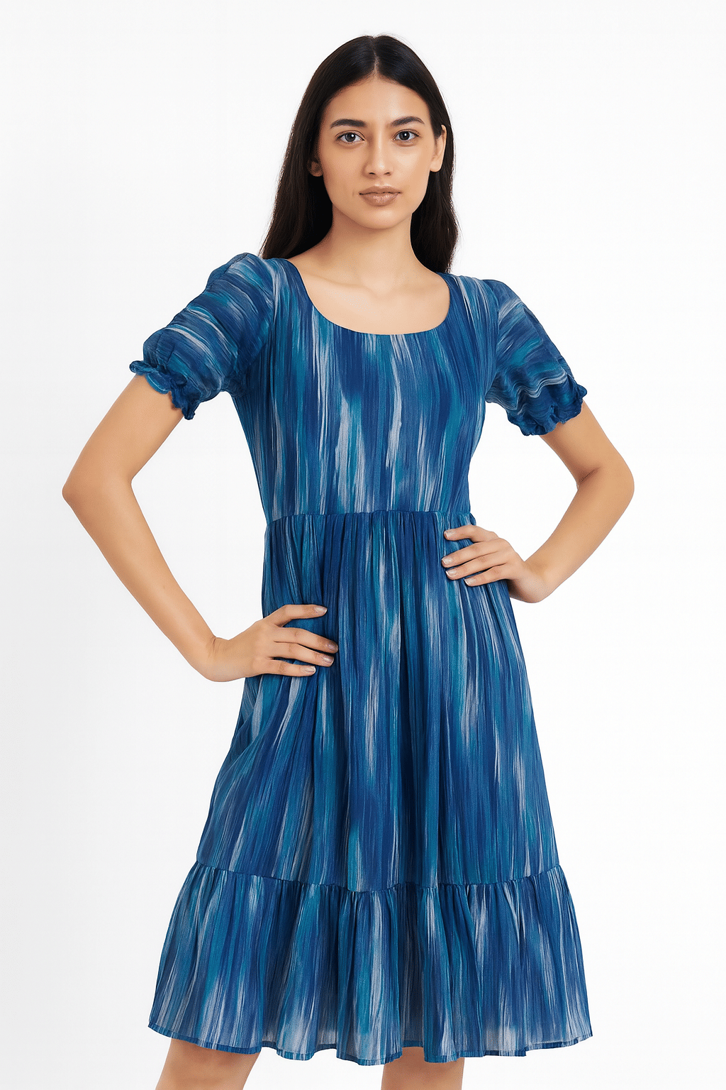     			Jivandhara Women Georgette Fit & Flare Dress ( Blue )