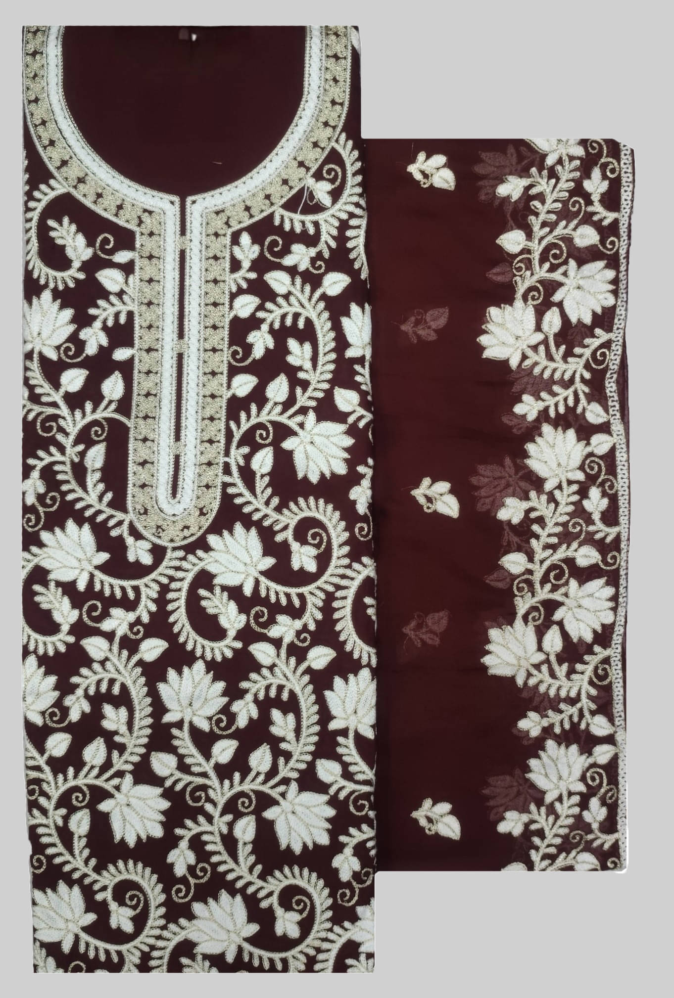 KASHMIRI Women Cotton Unstitched Dress Material ( Maroon ) KASHMIRI Women Cotton Unstitched Dress Material ( Maroon )