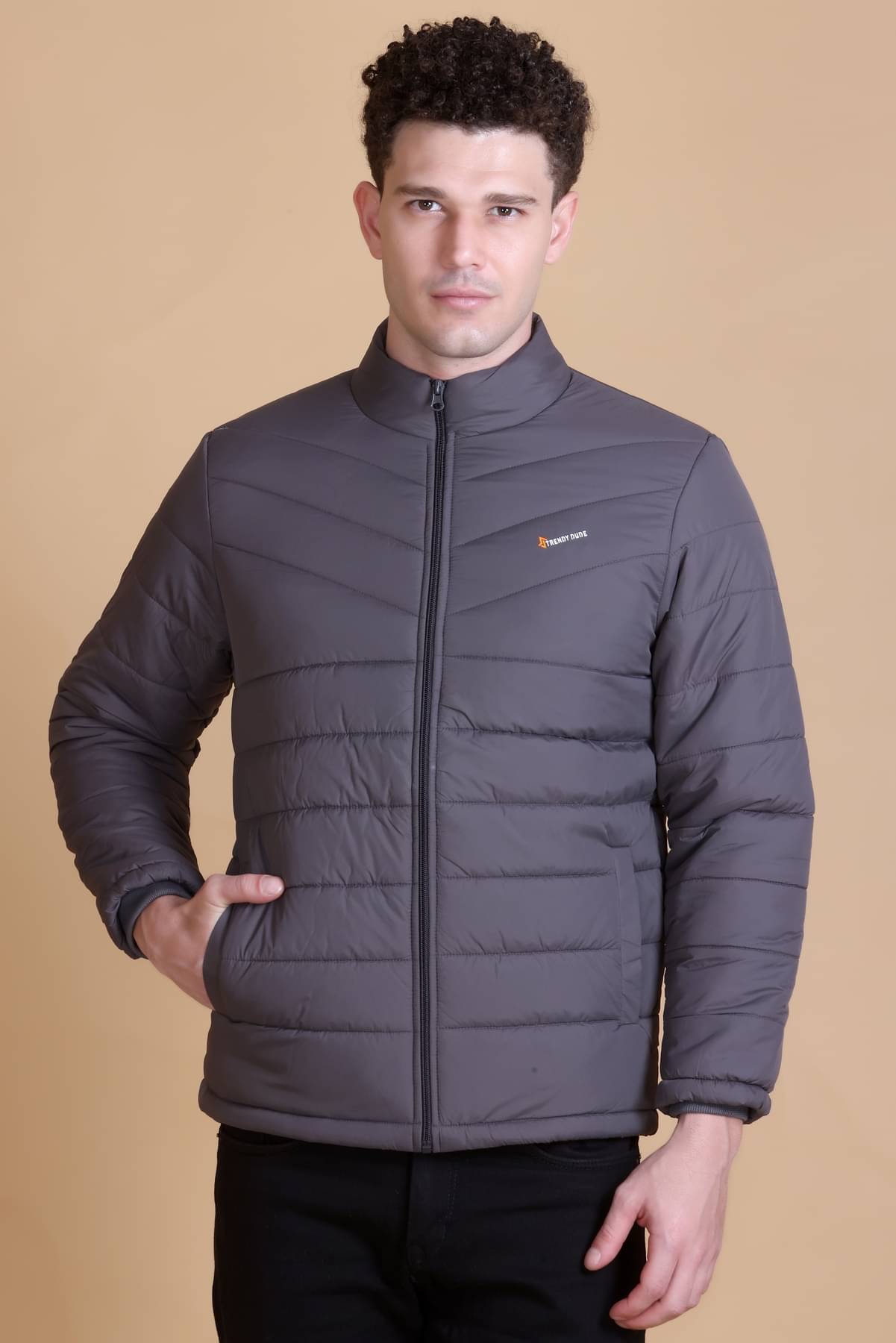     			KAZZ Nylon Men's Down Jacket - Dark Grey ( Pack of 1 )