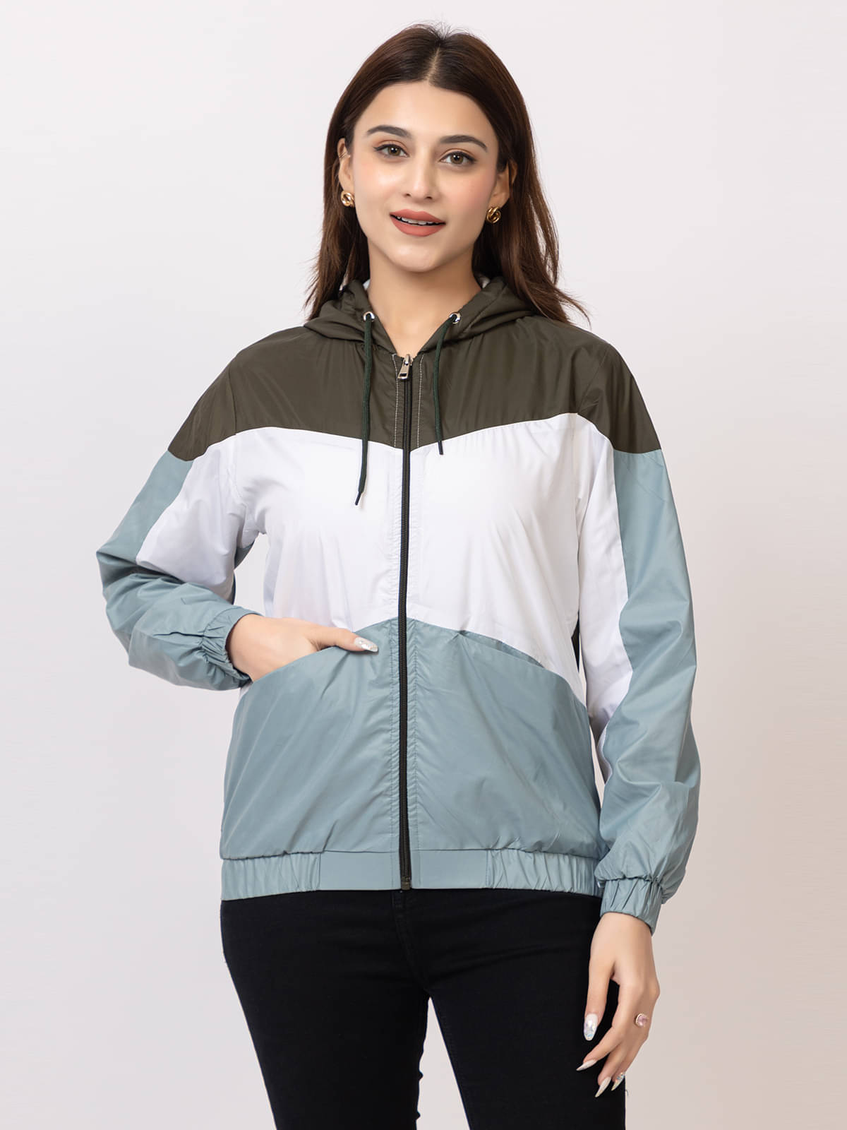     			KAZZ - Nylon Olive Hooded Jackets Pack of 1