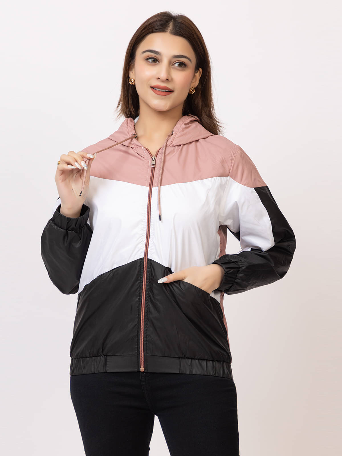     			KAZZ - Nylon Pink Hooded Jackets Pack of 1