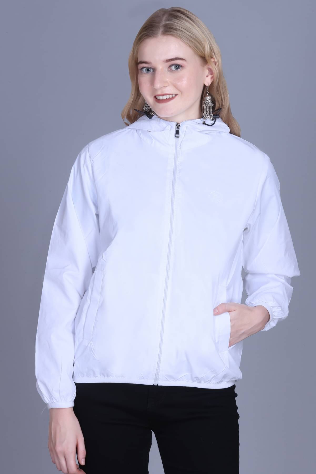     			KAZZ - Nylon White Hooded Jackets Pack of 1