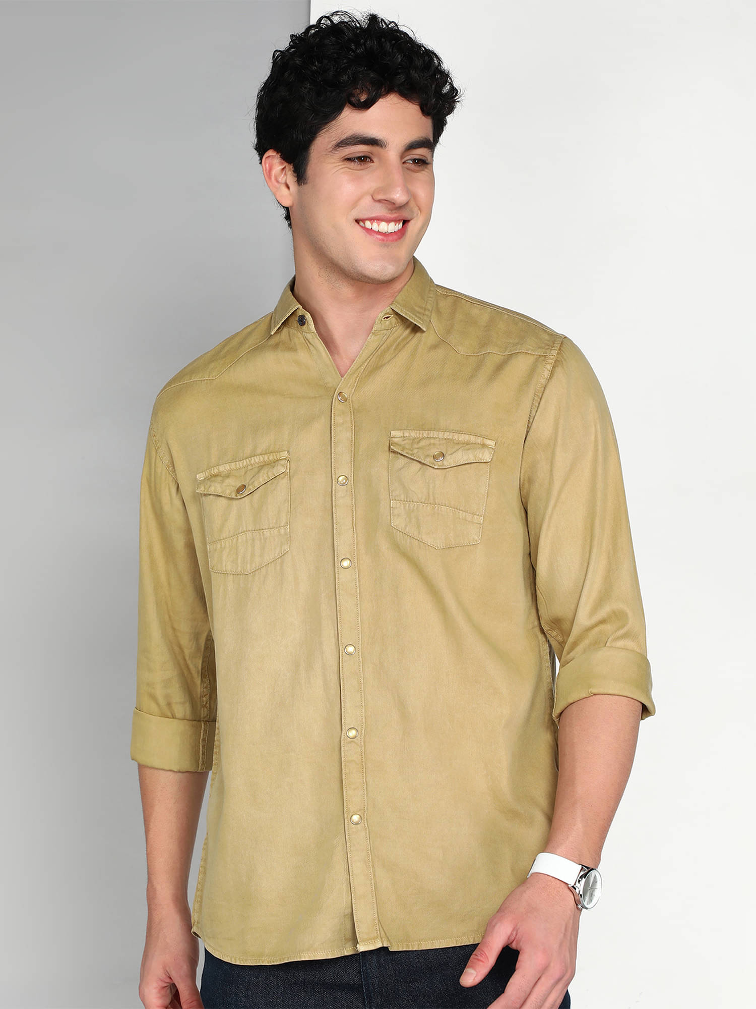     			Kuons Avenue 100% Cotton Regular Fit Solids Full Sleeves Men's Casual Shirt - Beige ( Pack of 1 )