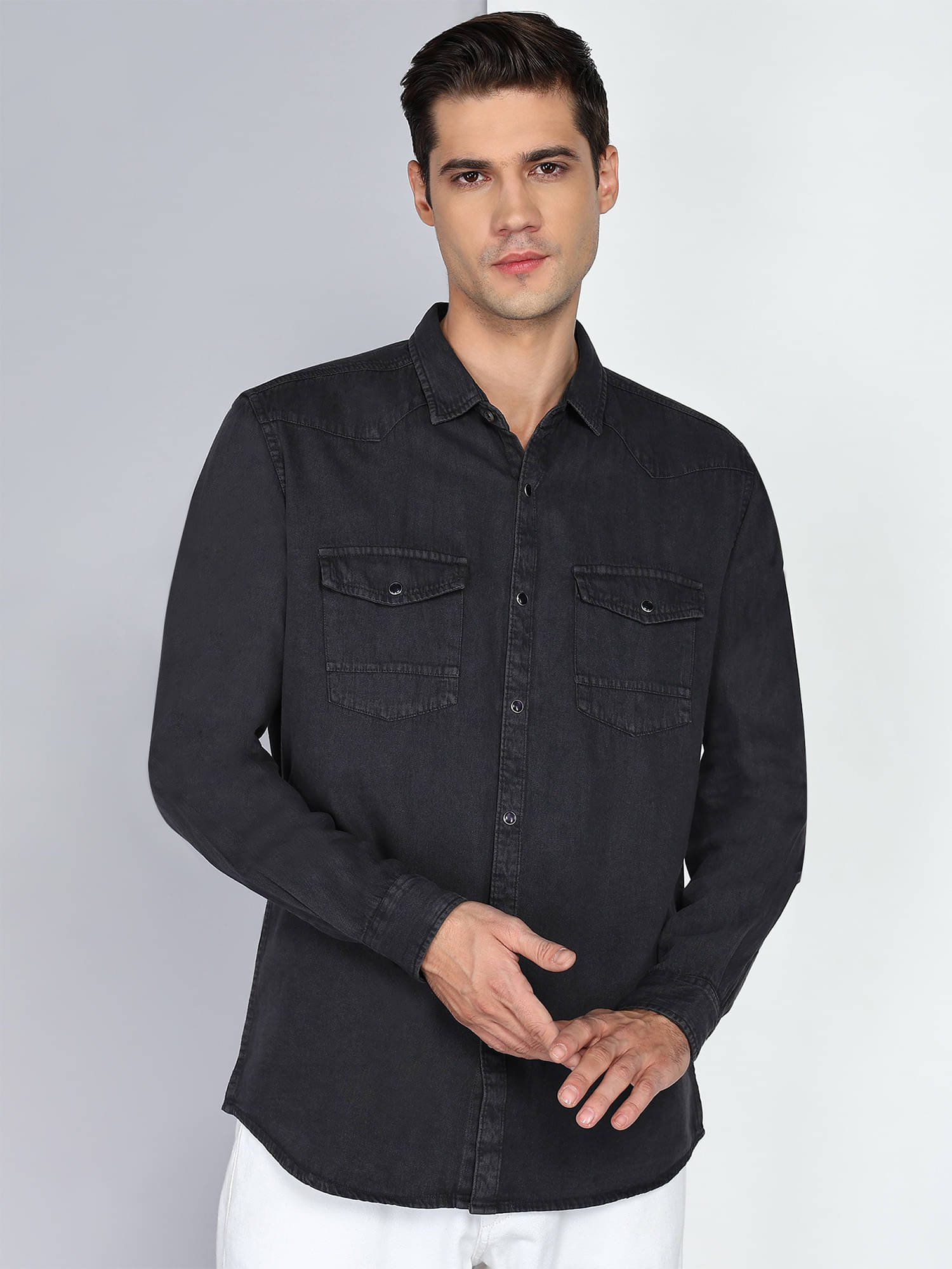     			Kuons Avenue 100% Cotton Regular Fit Solids Full Sleeves Men's Casual Shirt - Grey ( Pack of 1 )