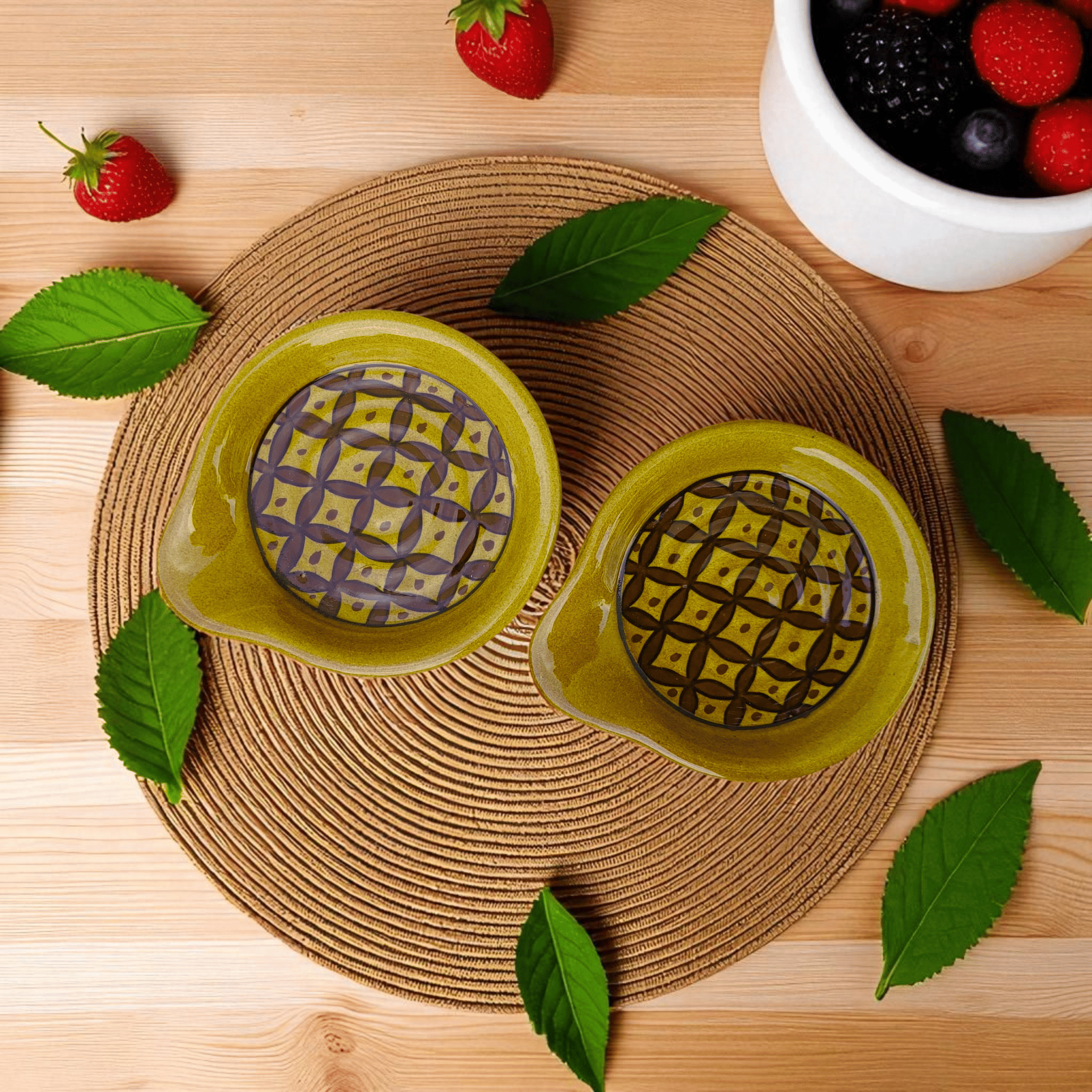     			Malaikah Ceramic Printed Cutlery Holder Gold ( Pack of 2 )