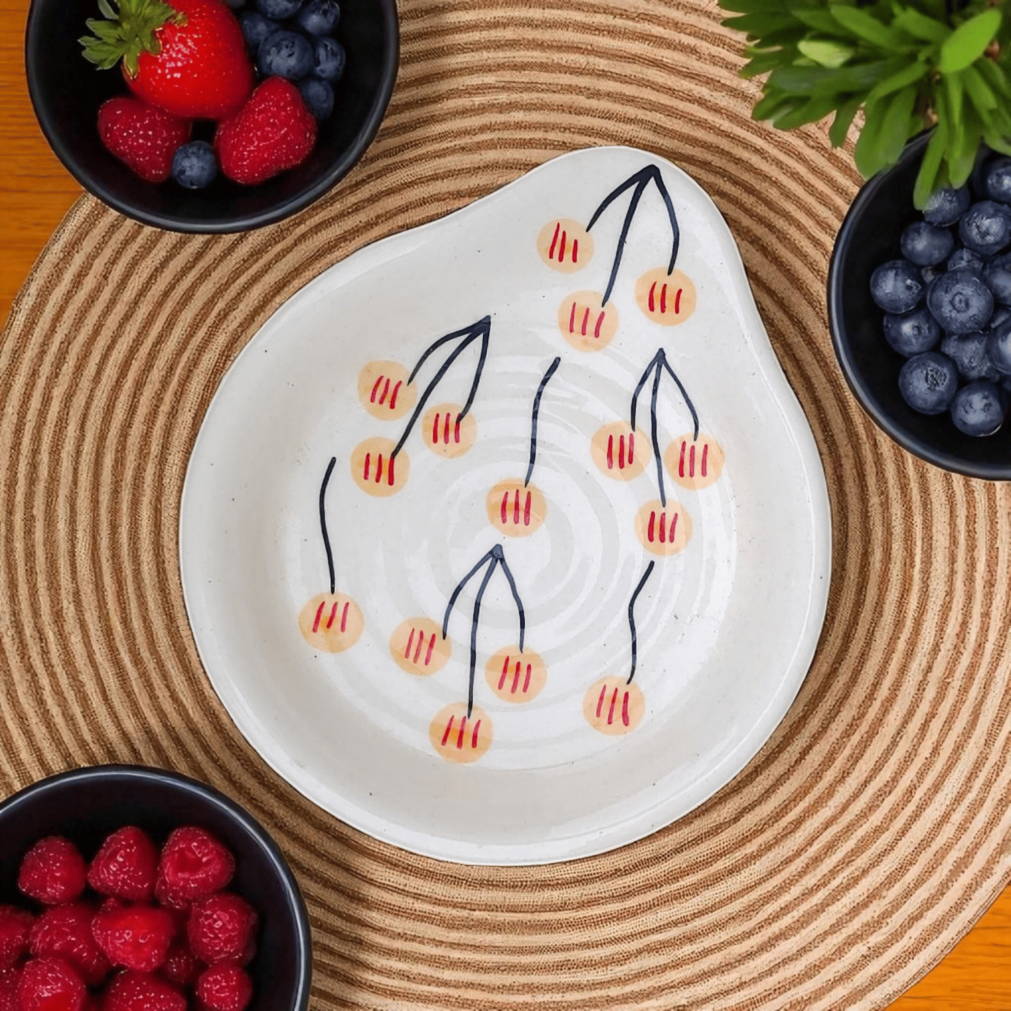     			Malaikah Ceramic Printed Cutlery Holder Yellow ( Pack of 1 )