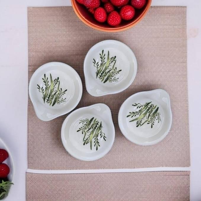     			Malaikah Ceramic Printed Cutlery Holder Light Green ( Pack of 4 )