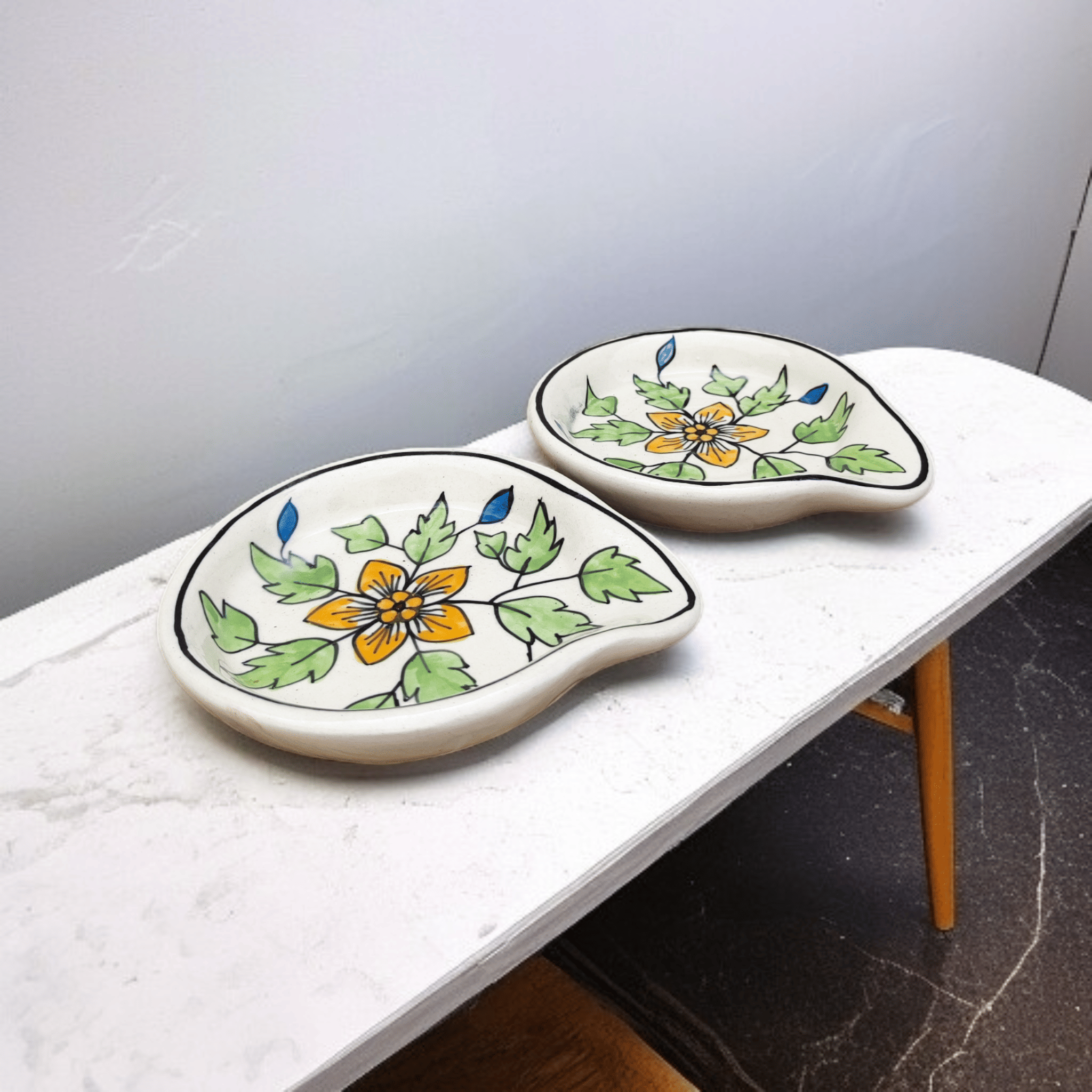    			Malaikah Ceramic Printed Cutlery Holder Multi Color ( Pack of 2 )