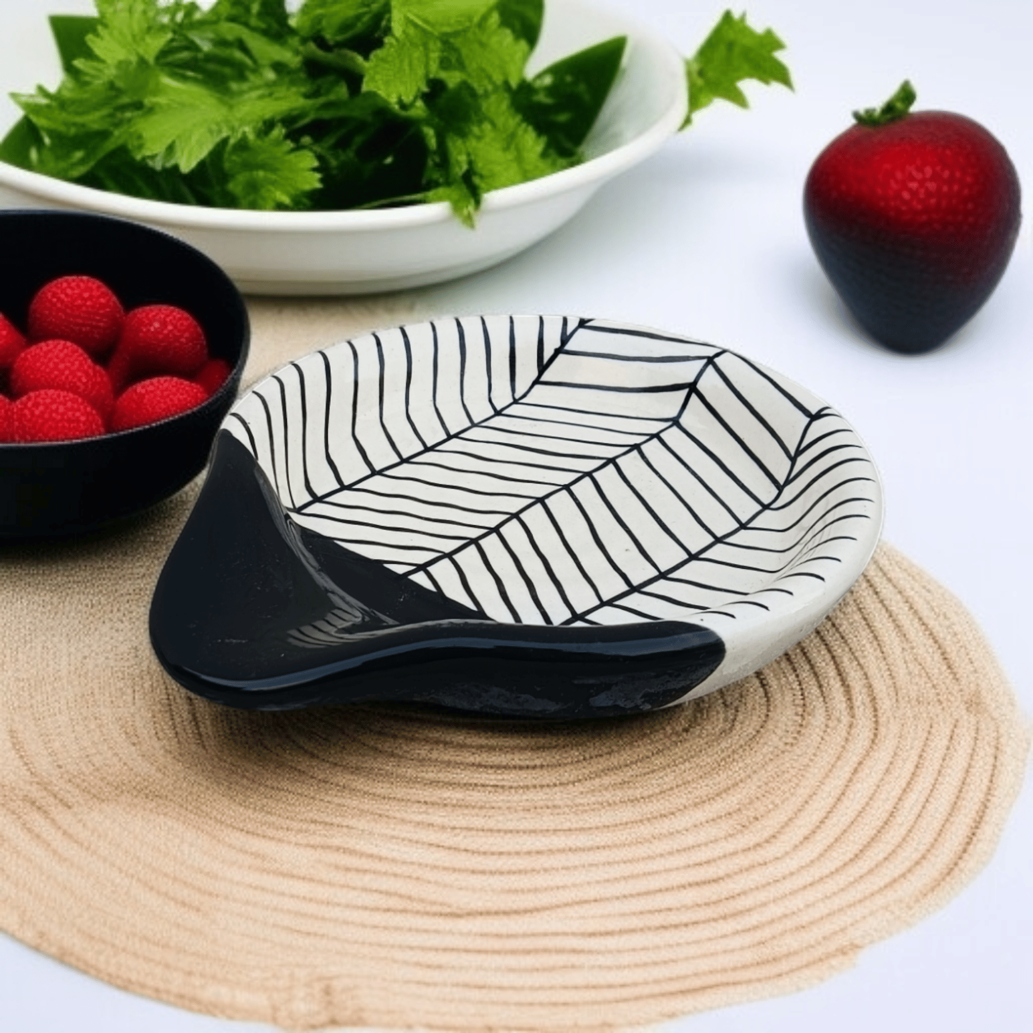     			Malaikah Ceramic Printed Cutlery Holder Black ( Pack of 1 )