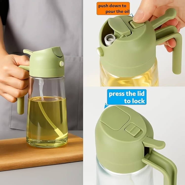     			Meghal  Glass Oil Sprayer and Dispenser Bottle, 500ml Capacity, 2-in-1 Design (pack of 1)
