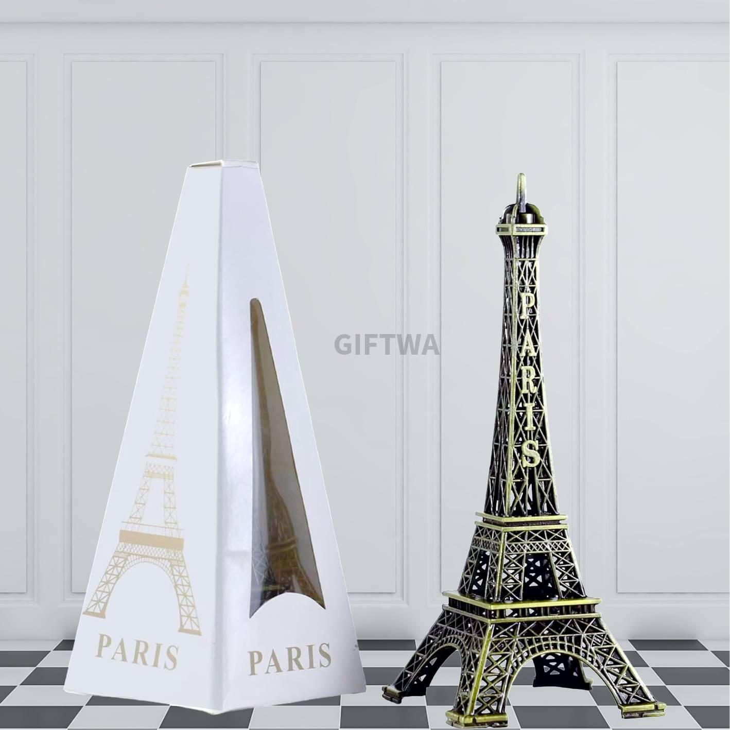 Metal Eiffel Tower Miniature Showpiece, Antique Finish Souvenir Model(13cm)     			Metal Eiffel Tower Miniature Showpiece, Antique Finish Souvenir Model(13cm)