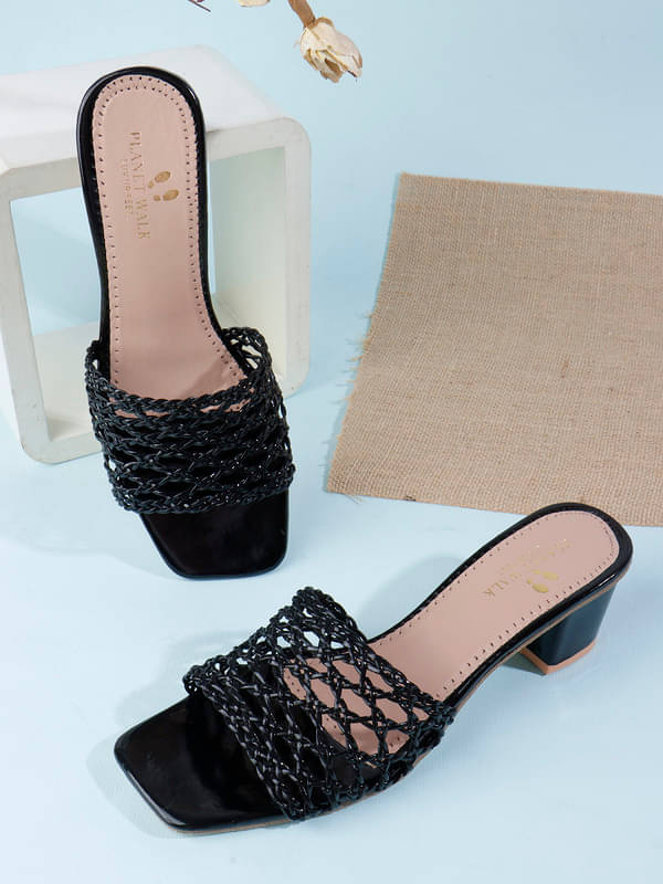 PLANET WALK Black Women's Sandal Heels     			PLANET WALK Black Women's Sandal Heels