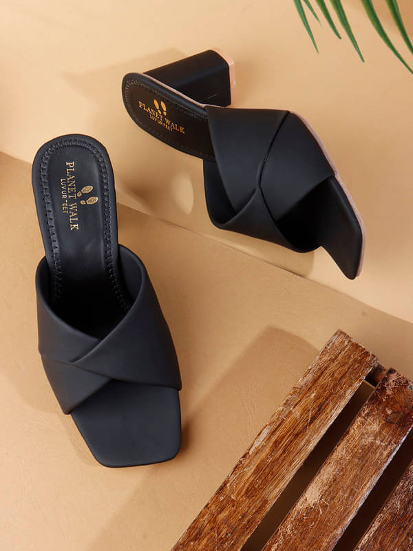PLANET WALK Black Women's Sandal Heels     			PLANET WALK Black Women's Sandal Heels