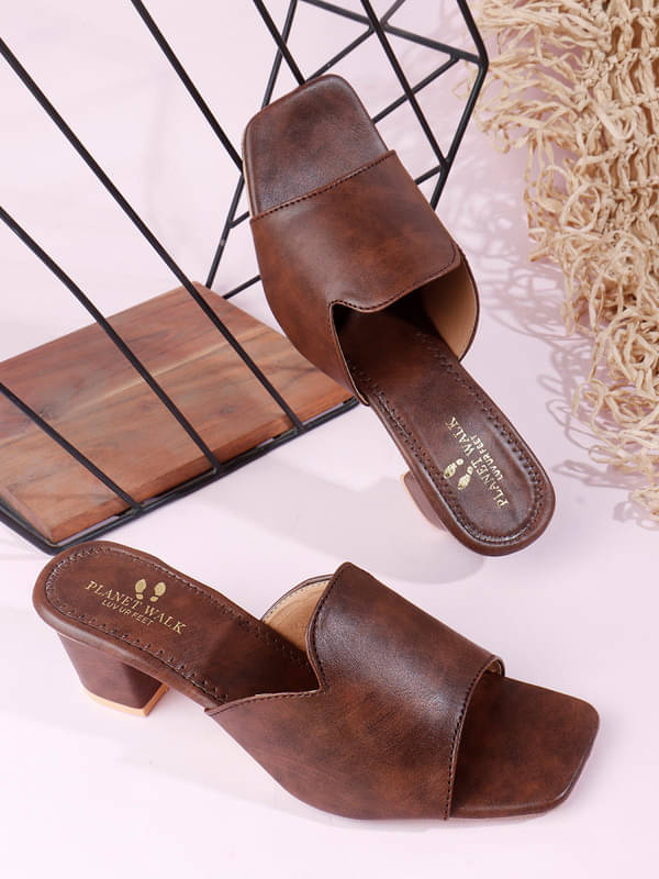 PLANET WALK Brown Women's Sandal Heels PLANET WALK Brown Women's Sandal Heels