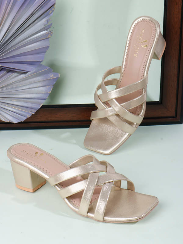 PLANET WALK Gold Women's Sandal Heels PLANET WALK Gold Women's Sandal Heels