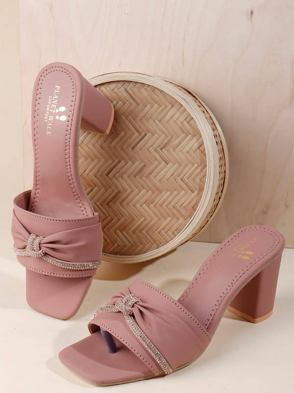 PLANET WALK Peach Women's Sandal Heels     			PLANET WALK Peach Women's Sandal Heels
