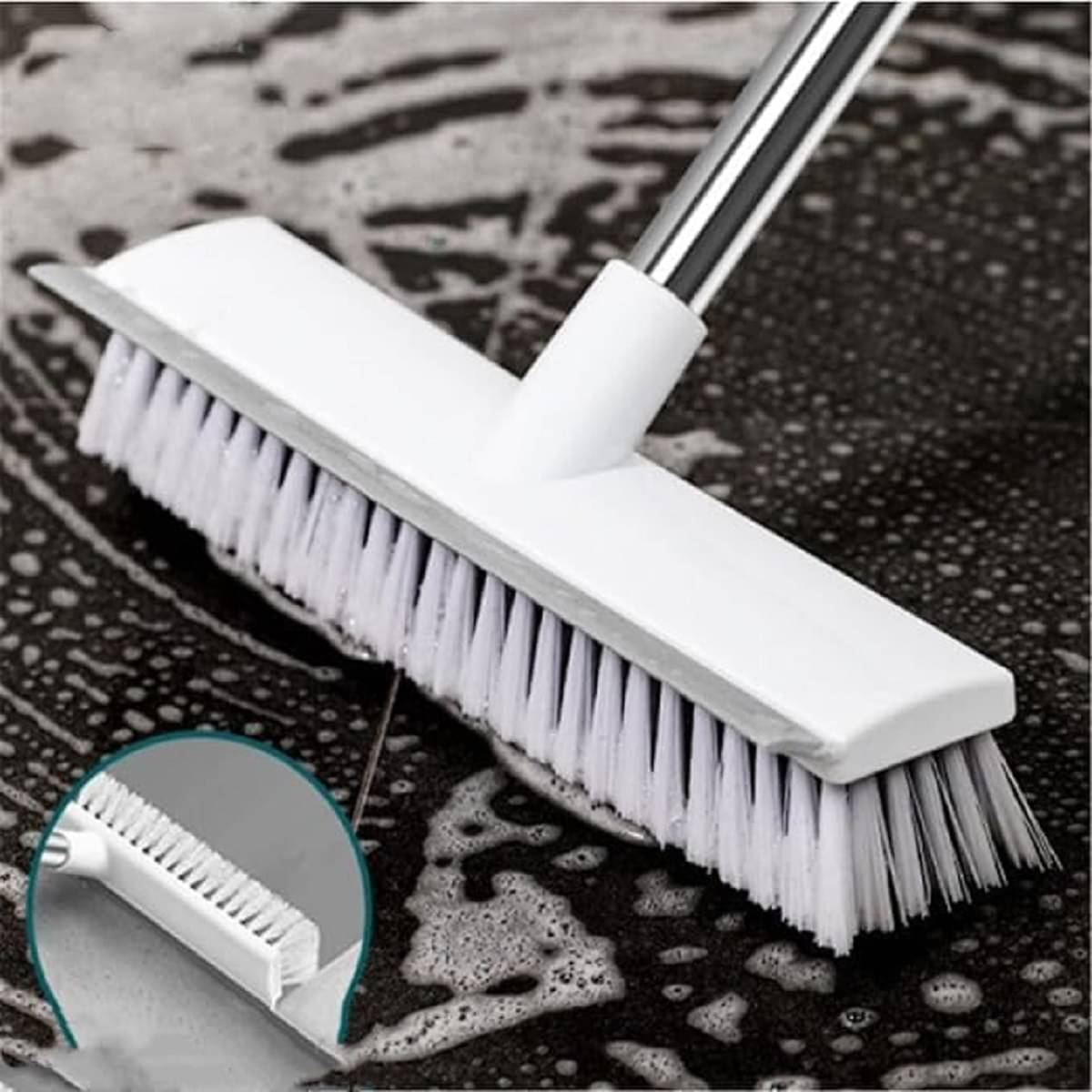     			PRIMIYARA 2 in 1 Floor Cleaning Brush with Wiper | Bathroom, Tile, Wall & Kitchen Cleaning Scrubber with Long Handle