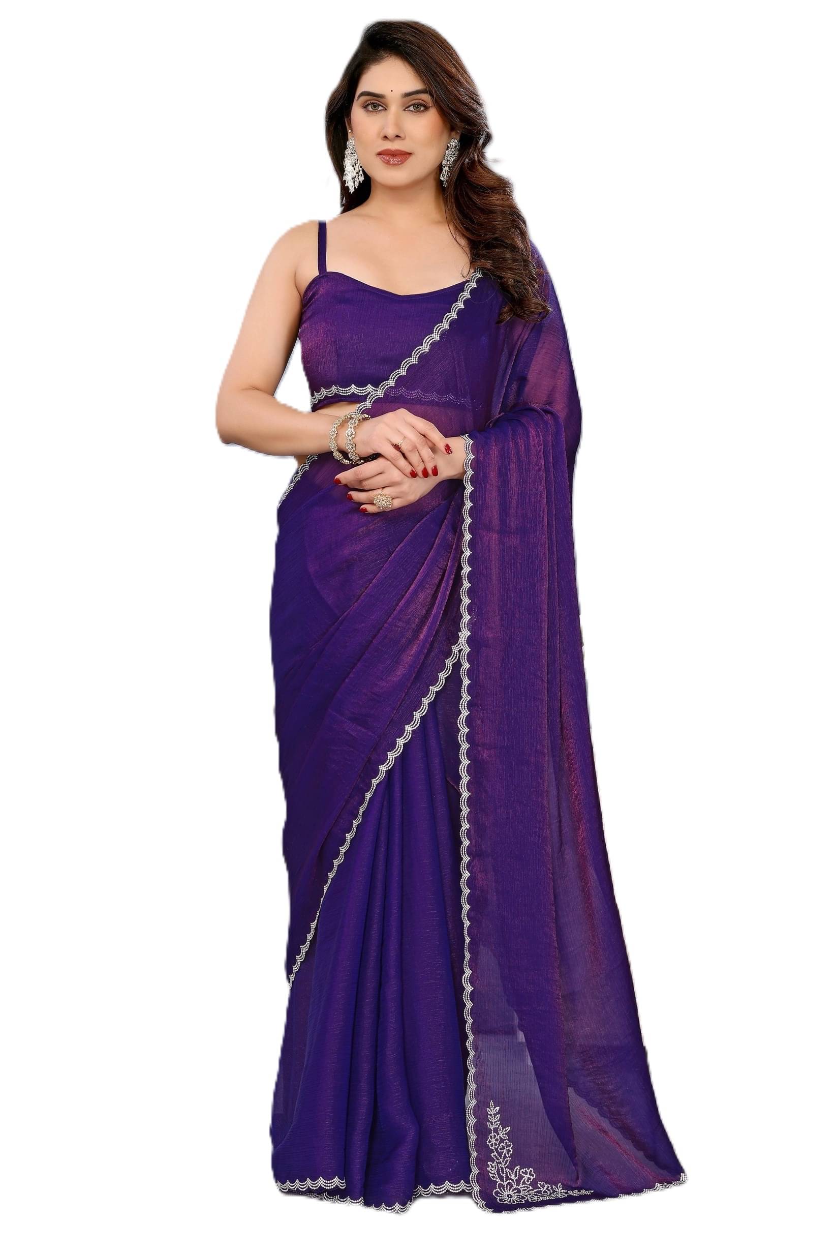 Panbai sarees Chiffon Solid Regular Saree Without Blouse Piece ( Purple ) Panbai sarees Chiffon Solid Regular Saree Without Blouse Piece ( Purple )