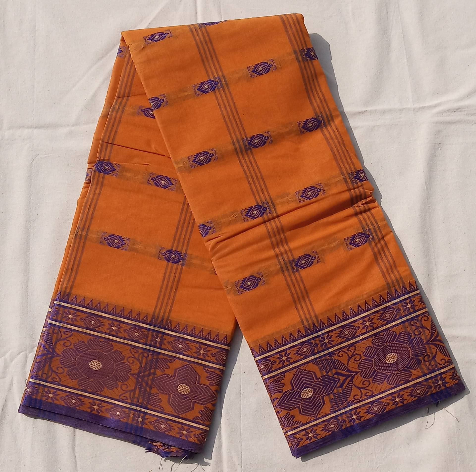     			RAJ SAREE HOUSE Cotton Self Design Regular Saree Without Blouse Piece ( Mustard )
