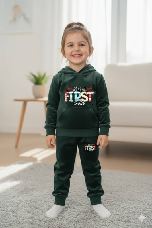     			RBF84 Pack of 1 Baby Girls Velvet Sweartshirt & Trackpants ( Green )