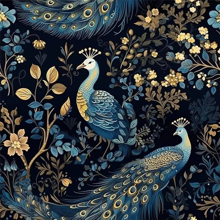     			REDAMANCY Gold/Yellow/Blue Peacock Animal Plants Dark Black Peel and Stick Wallpaper Stick on Contact Paper Vintage Wall Paper Easy Peel Off for nightstand Drawer Cabinet Renter(45 x 500 cm)