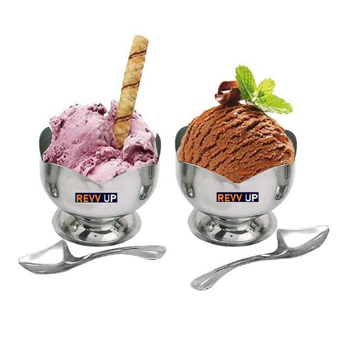 REVV UP Lotus Ice Cream Bowl Stainless Steel Plain Dessert Bowl 7.3 cm ( Set of 2 ) Silver REVV UP Lotus Ice Cream Bowl Stainless Steel Plain Dessert Bowl 7.3 cm ( Set of 2 ) Silver