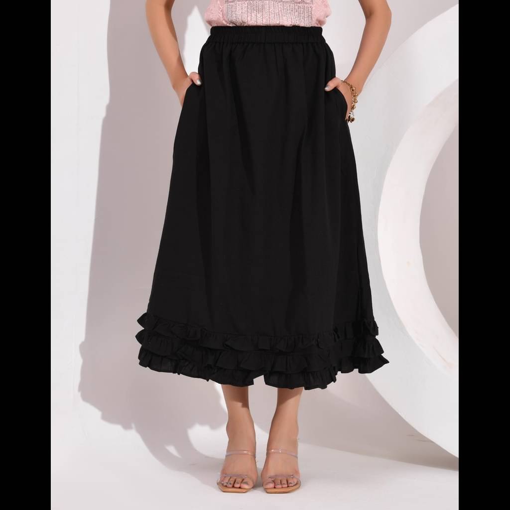     			SIDDHO HUM Black Cotton Women's Flared Skirt ( Pack of 1 )