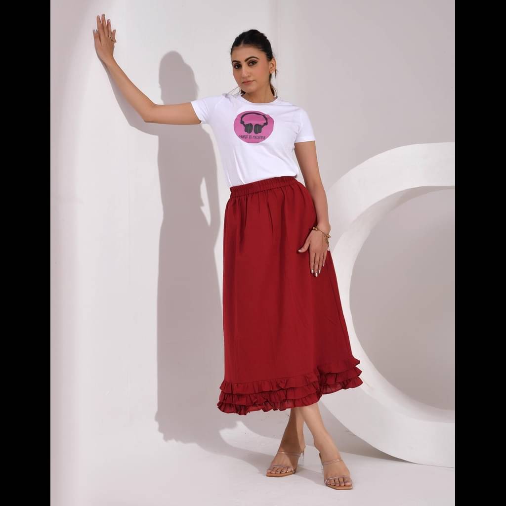     			SIDDHO HUM Maroon Cotton Women's Flared Skirt ( Pack of 1 )