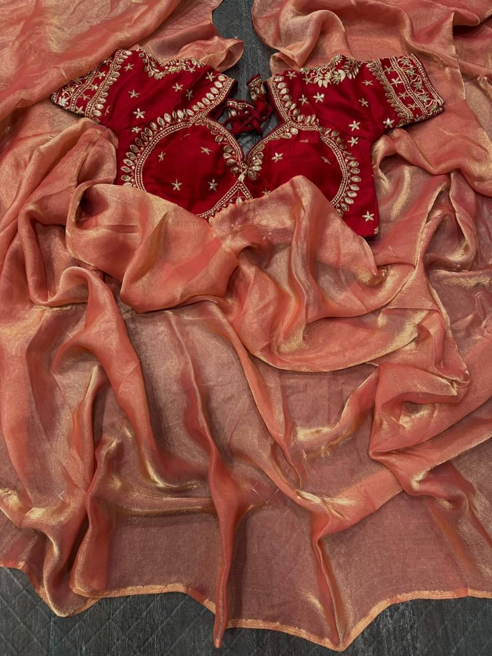    			Shree Shyam Fashion Art Silk Self Design Bhagalpuri Saree With Stitched Blouse ( Orange )