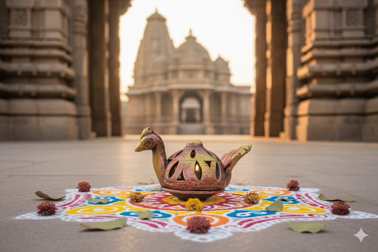     			THE HANDICRAFTIAN Terracotta Table Diya - Pack of 1