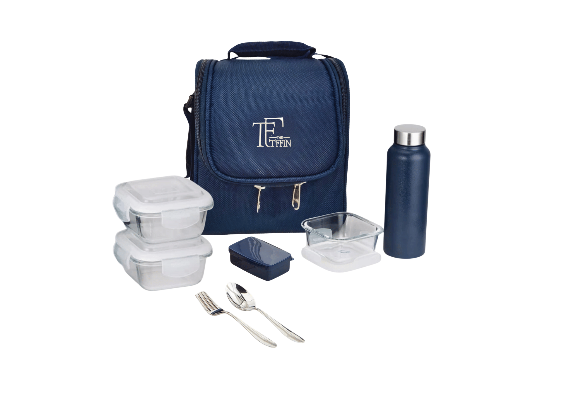     			THE TFFIN Annapatra-Glass Navy Blue Glass Lunch Box 3 - Container ( Pack of 5 )