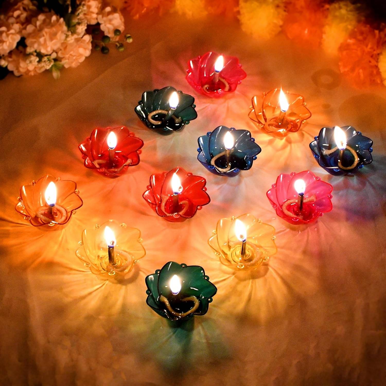     			THRIFTKART Plastic Floor Diya - Pack of 12