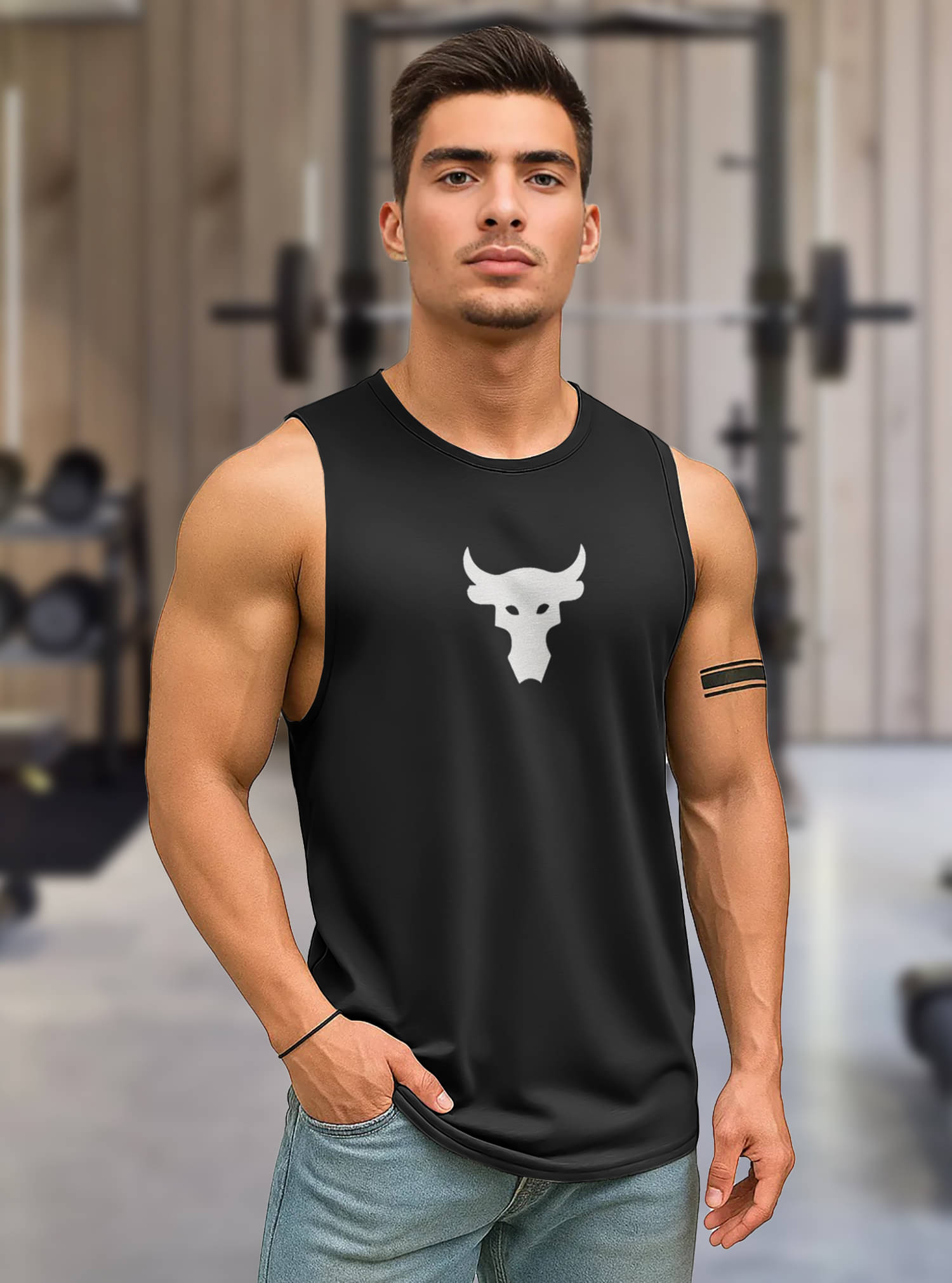     			Tenrun Pack of 1 Polyester Basic Vest For Men ( Black )