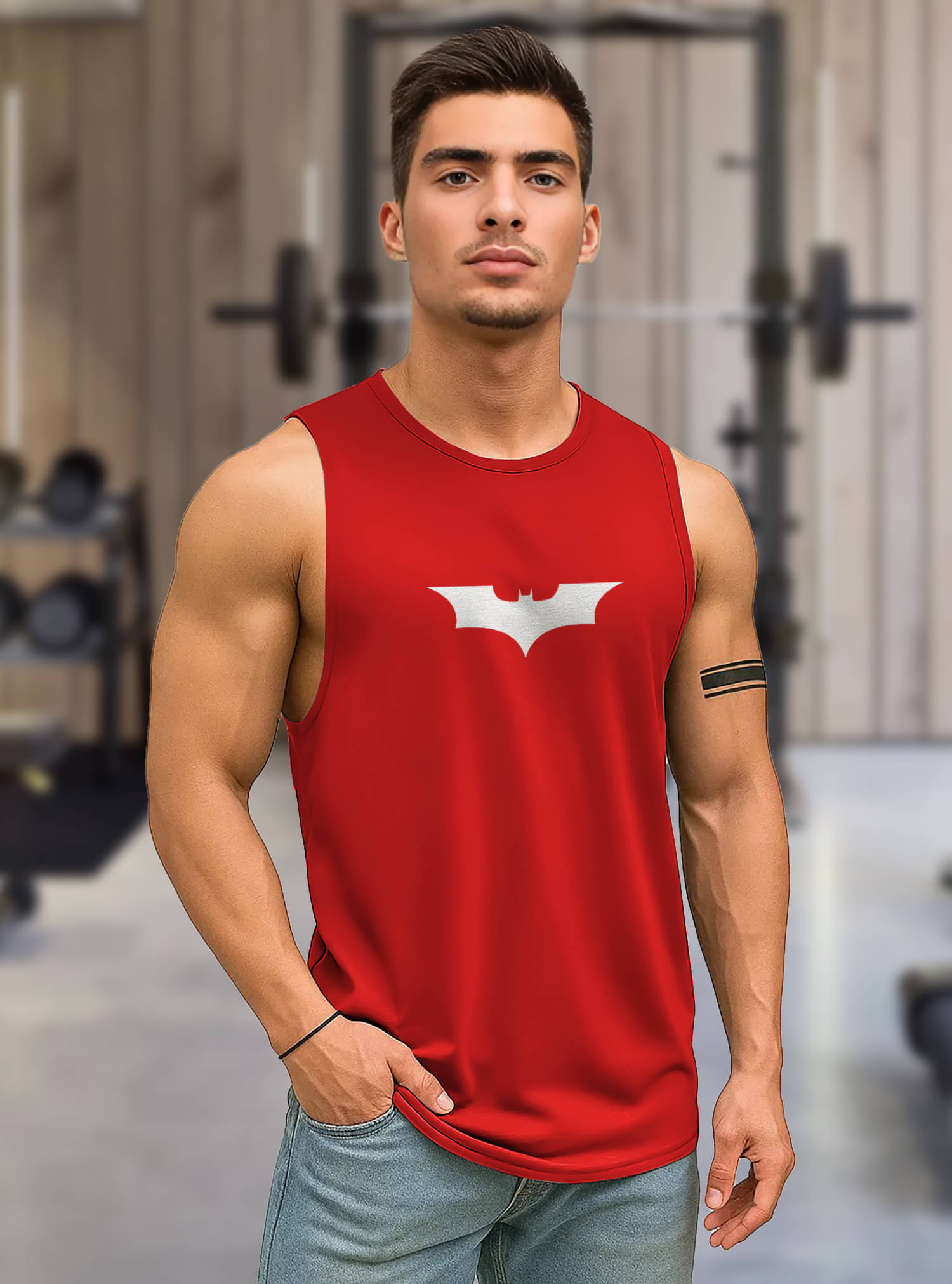 Tenrun Pack of 1 Polyester Basic Vest For Men ( Red ) Tenrun Pack of 1 Polyester Basic Vest For Men ( Red )